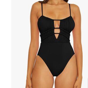 NWOT BECCA Color Code Santorini Shirred One Piece Swimsuit Medium